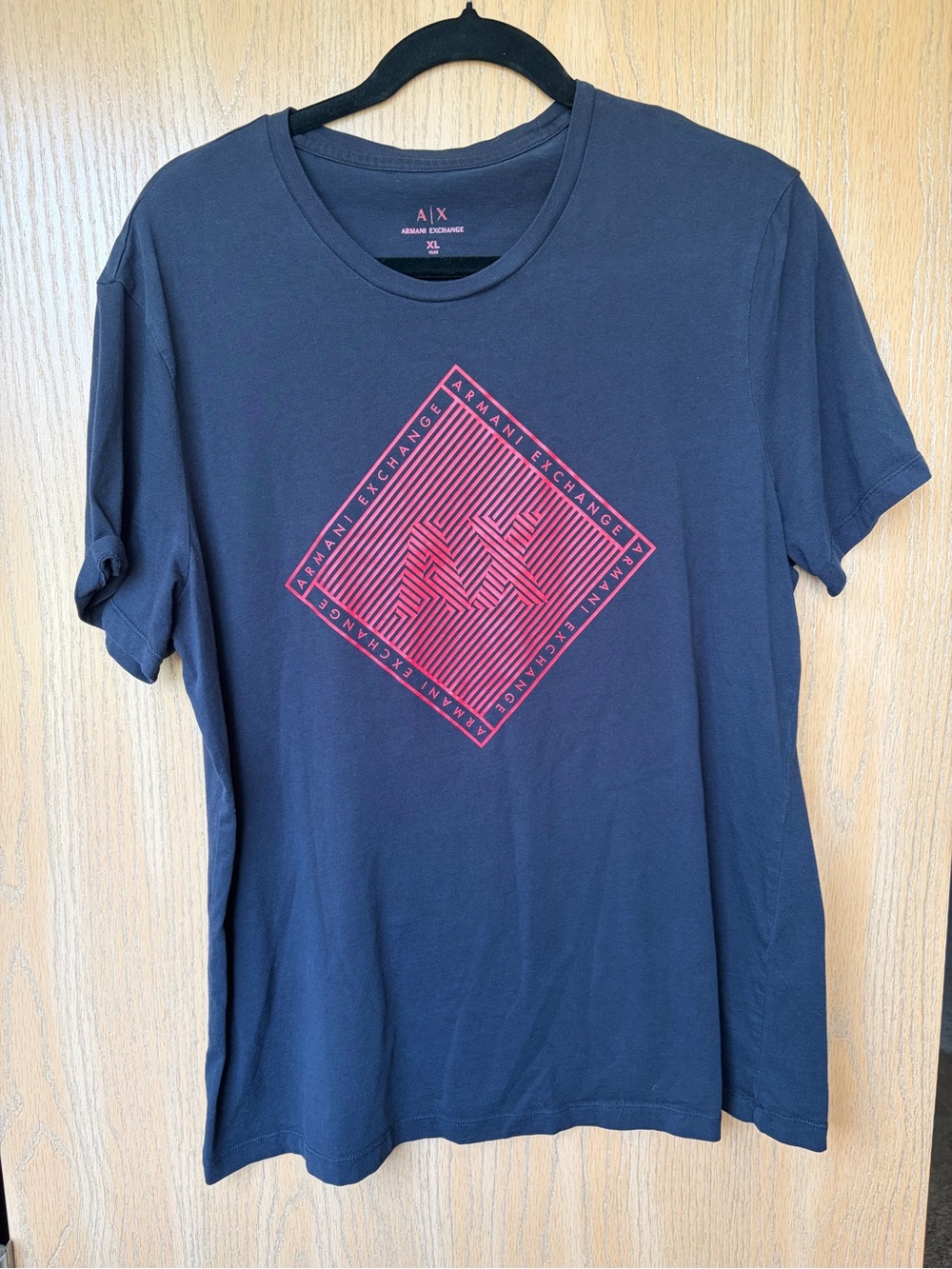 Armani Exchange Black Tee with Red XL
